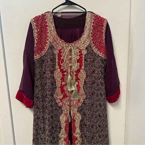 Other - Pink and purple fully embroidered two piece salwar kameez set